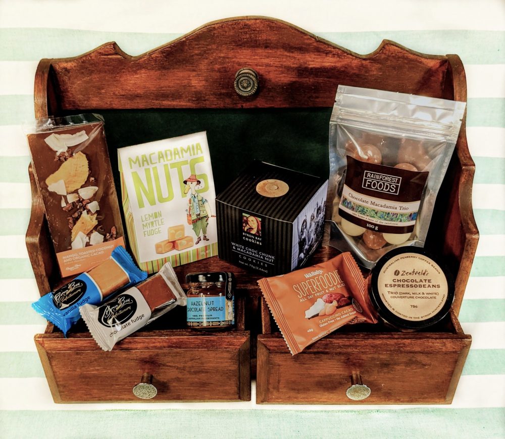 Byron-Sweet-Byron hamper is the one for the ‘sweet tooth’. This is an ideal gift basket full of local sweet treats from the beautiful Byron Bay area. Sweet as!