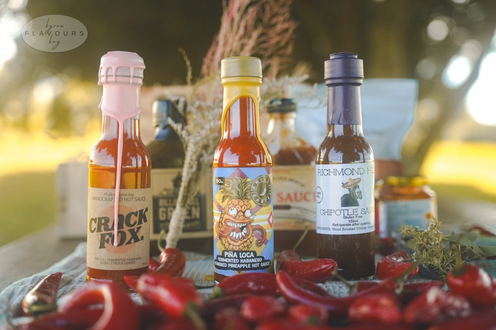 Byron Bay Hotties - Chilli Hot hampers. Wow this one will really appeal to the chilli lovers! If your gift recipient LOVES hot food, send them this hamper! Hot Chilli sauces a-plenty, as well as beaut blends with killer flavour punches. Did we mention the tastiest crackers to ever grace our shores?